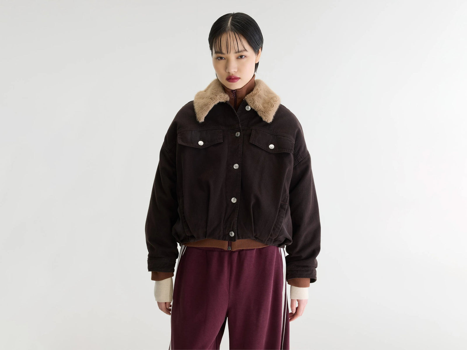Frau Pias Denim Jacke Dark Roast