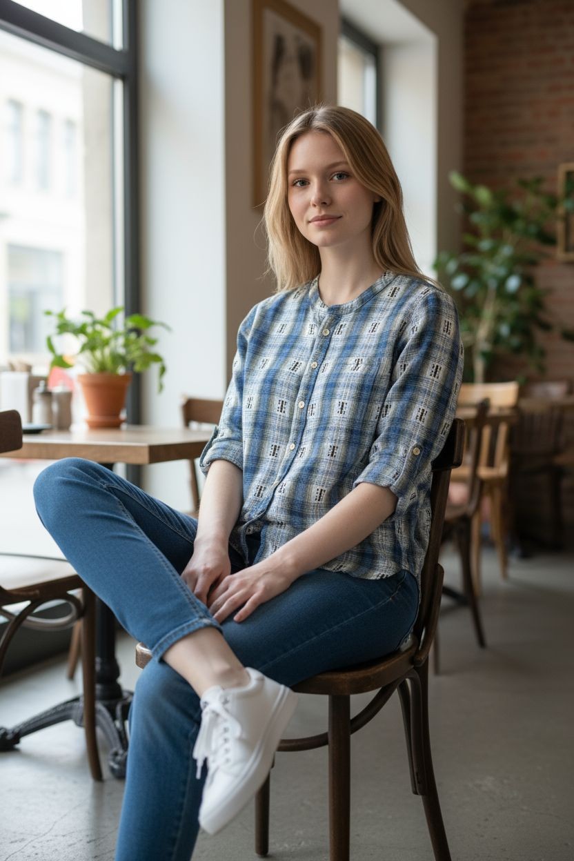 Camisa Amish Mujer Indigo