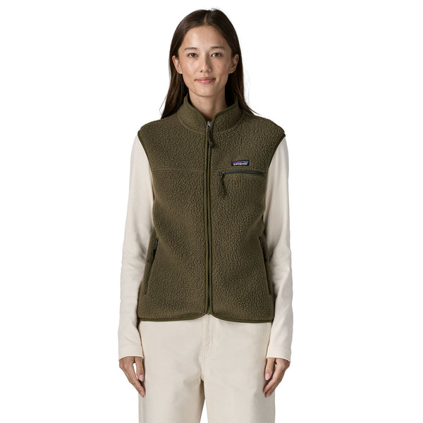 Gilet Retro Pile Femme Basin Green