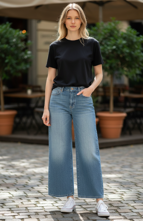 Women's Ada Cropped Trousers Natural Denim