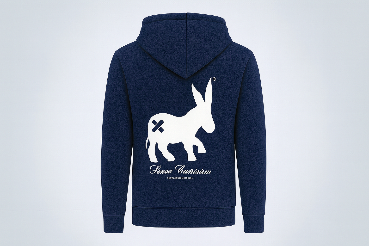 Mann Hoodie Pullover Navy Blue/White