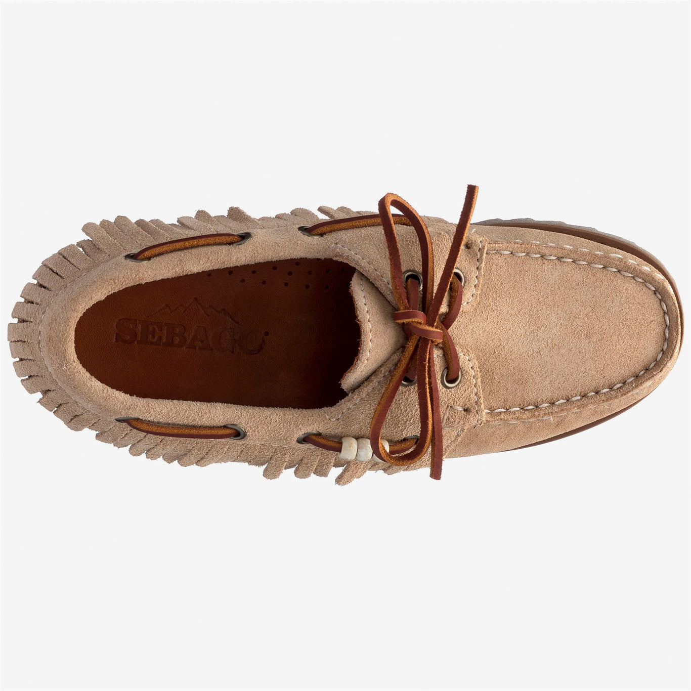 Scarpe Ranger Suede Fringe Donna Beige Camel - Vista laterale