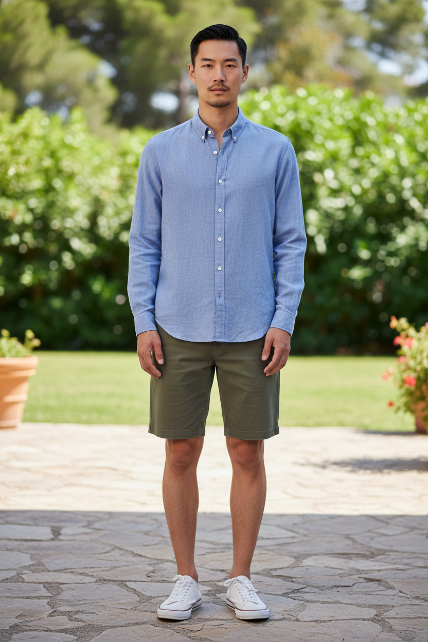 Pantaloncini Cotton Twill Uomo Smokey Olive