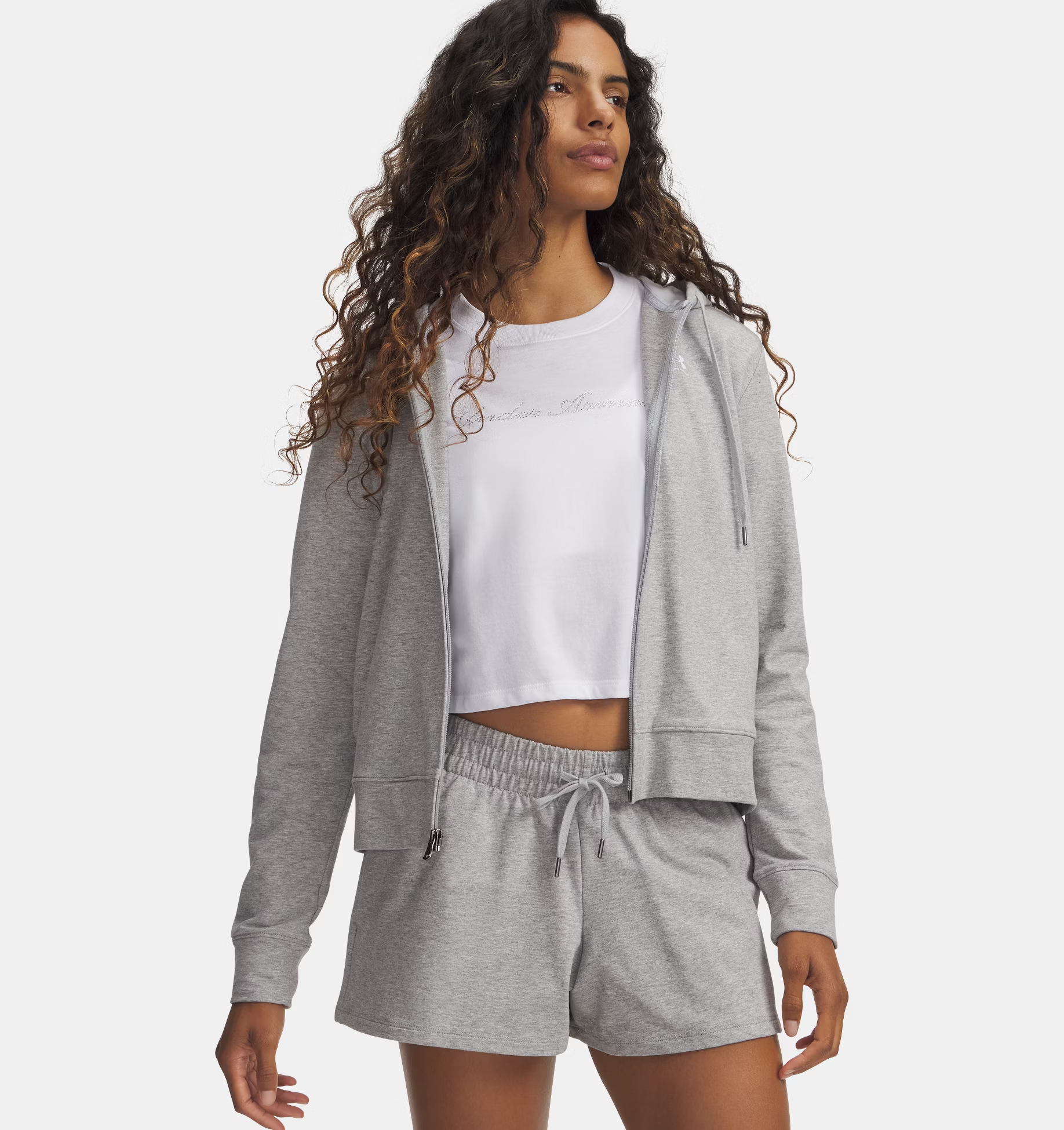 Maglia Sport Terry Full Zip Donna Mod Gray Light Heather