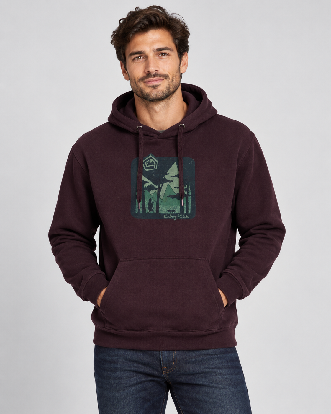 Men's Hood Sweatshirt Eggplant/Walk