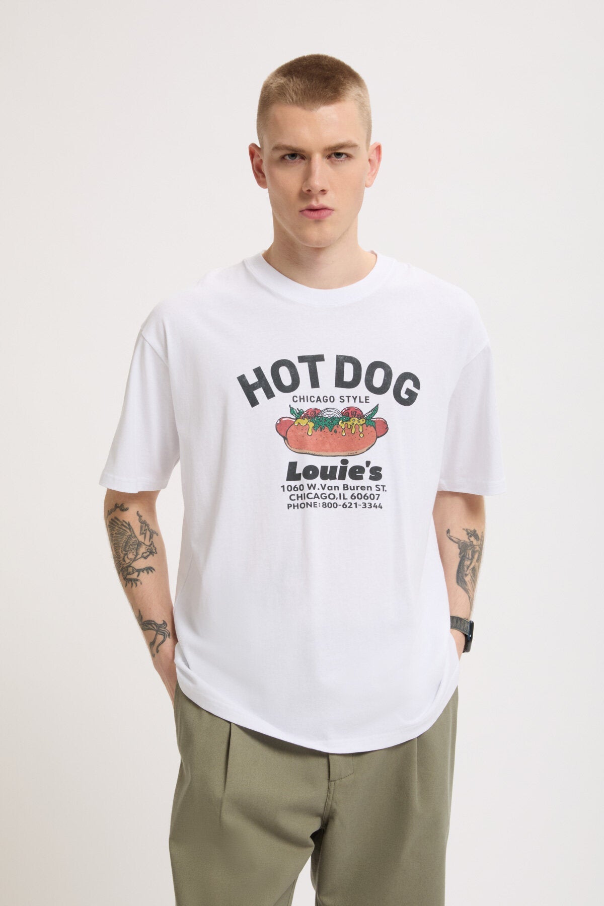 T-shirt Hot Dog Homme White