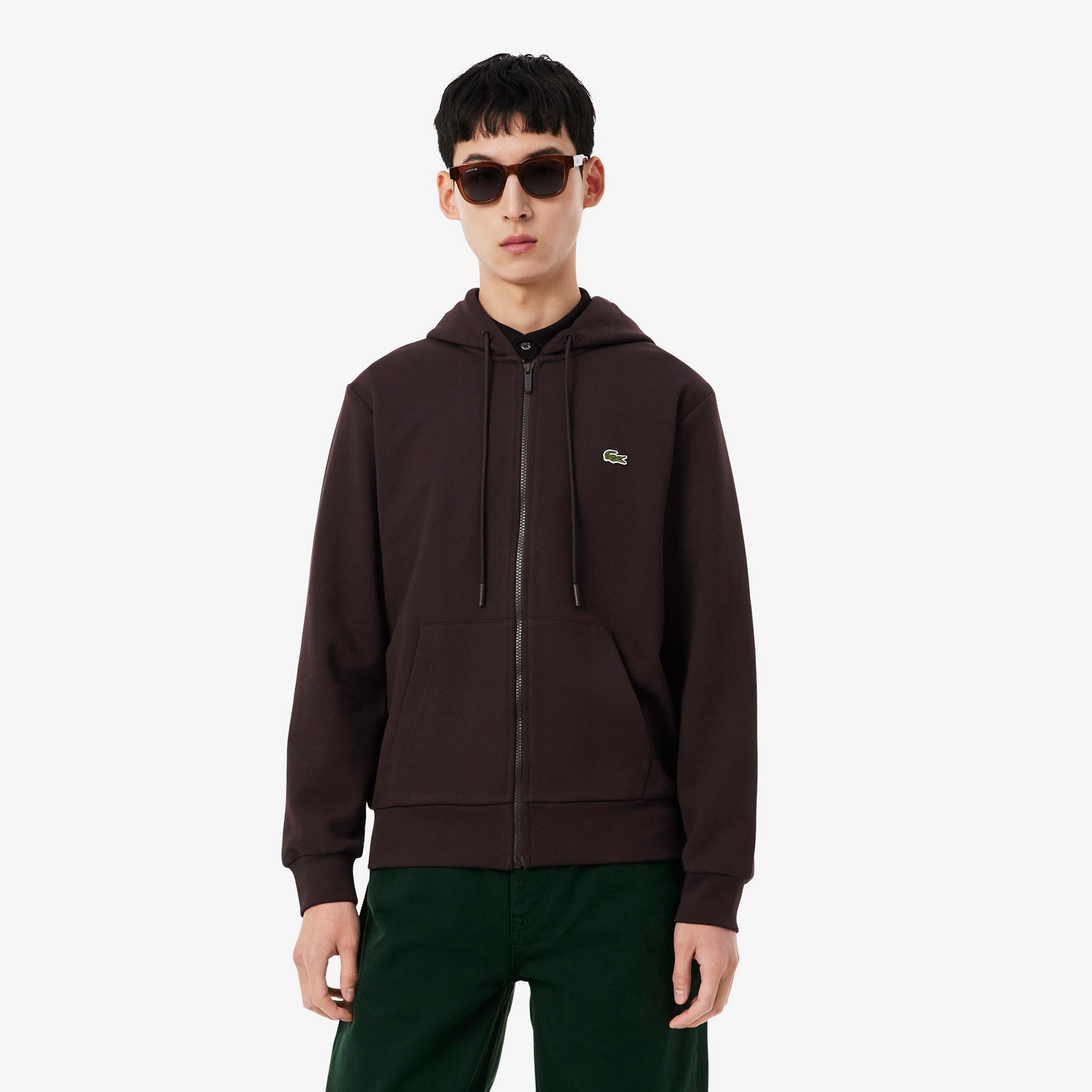 Sudadera Classic Fit Hoody Zip Hombre Brown