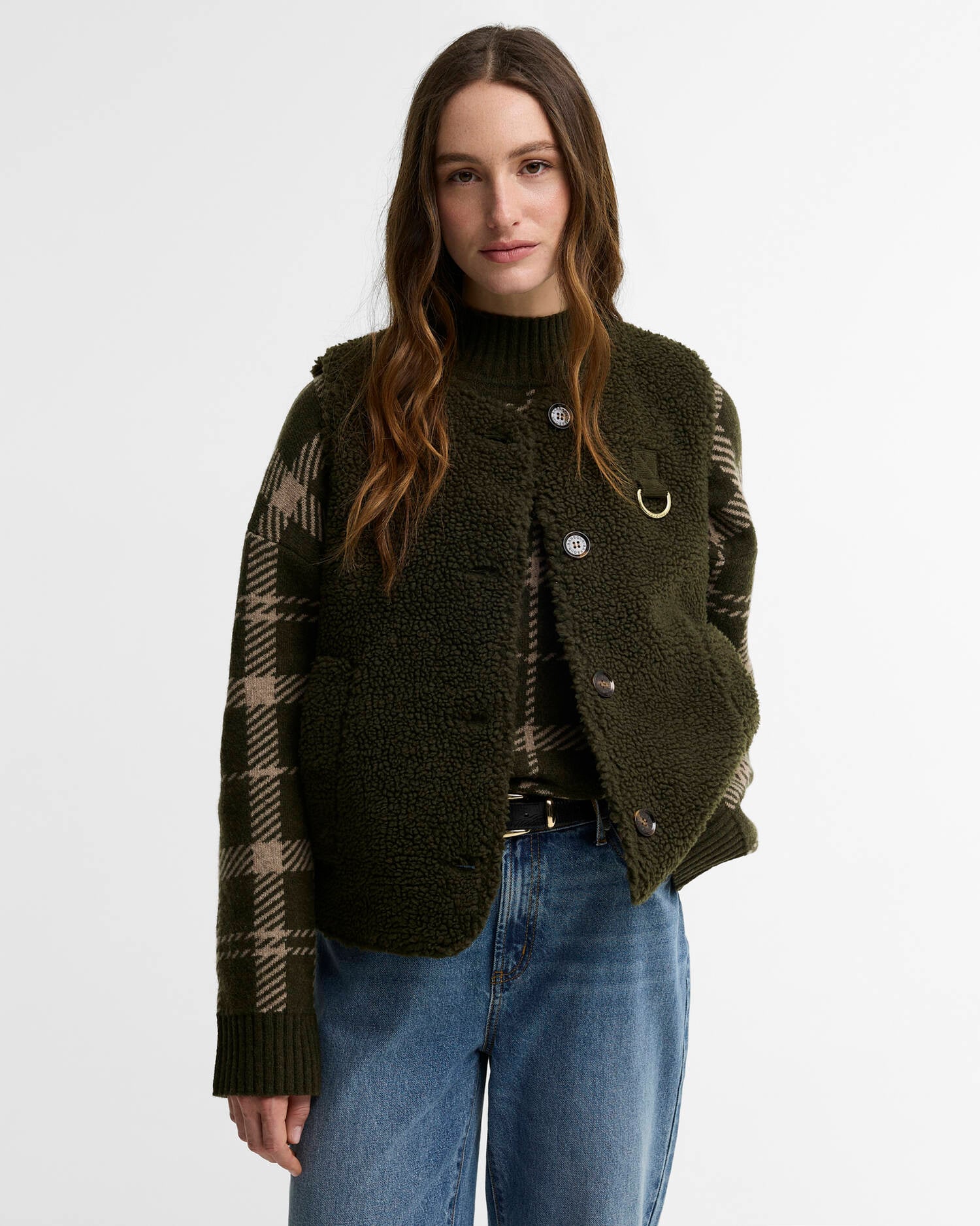 Frau Bowes Fleece Weste Olive
