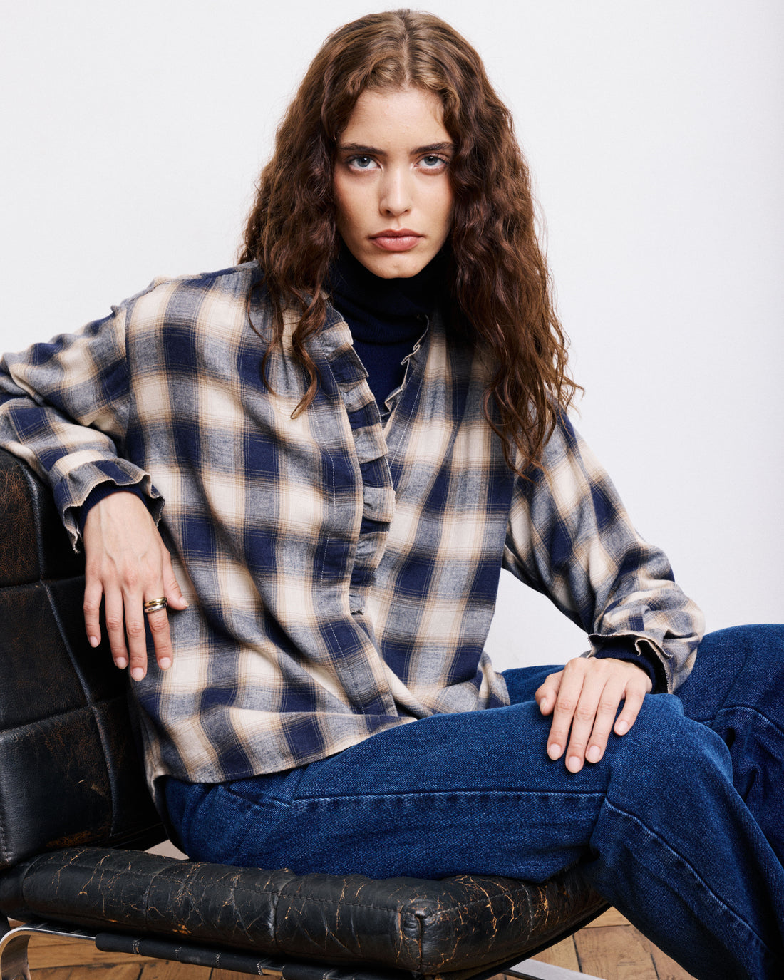 Frau Carmela Hemd Beige/Blue