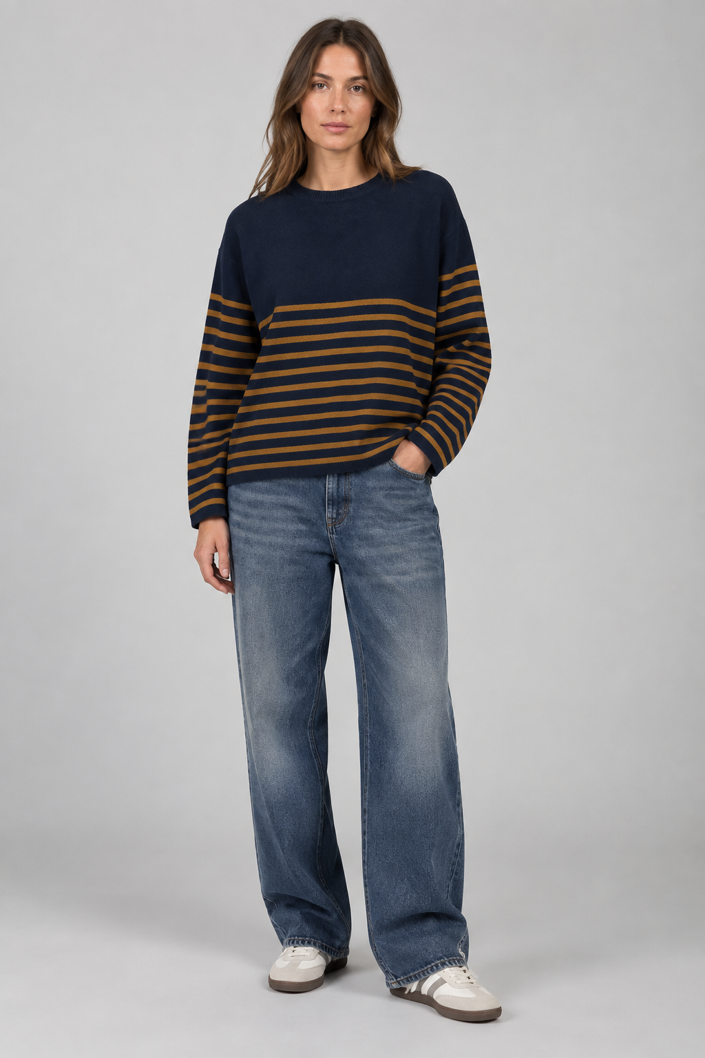 Maglia Sophie Stripe Donna Blue/Senape