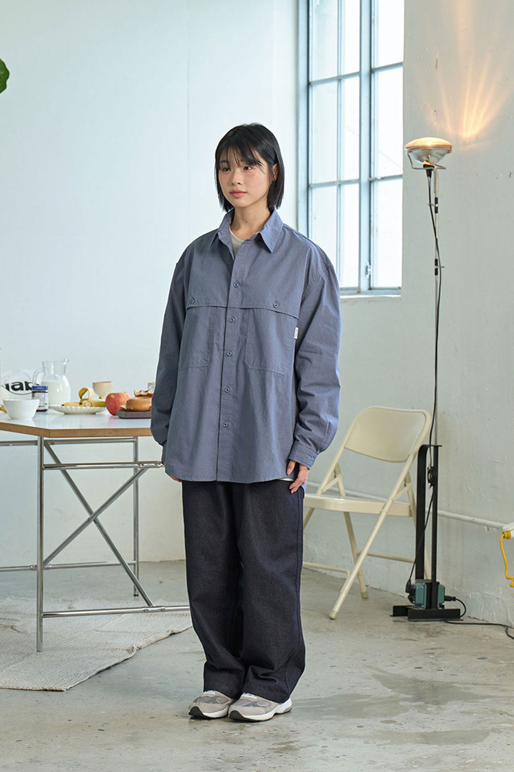 Pantaloni Two Tuck Wide Denim Deep Indigo