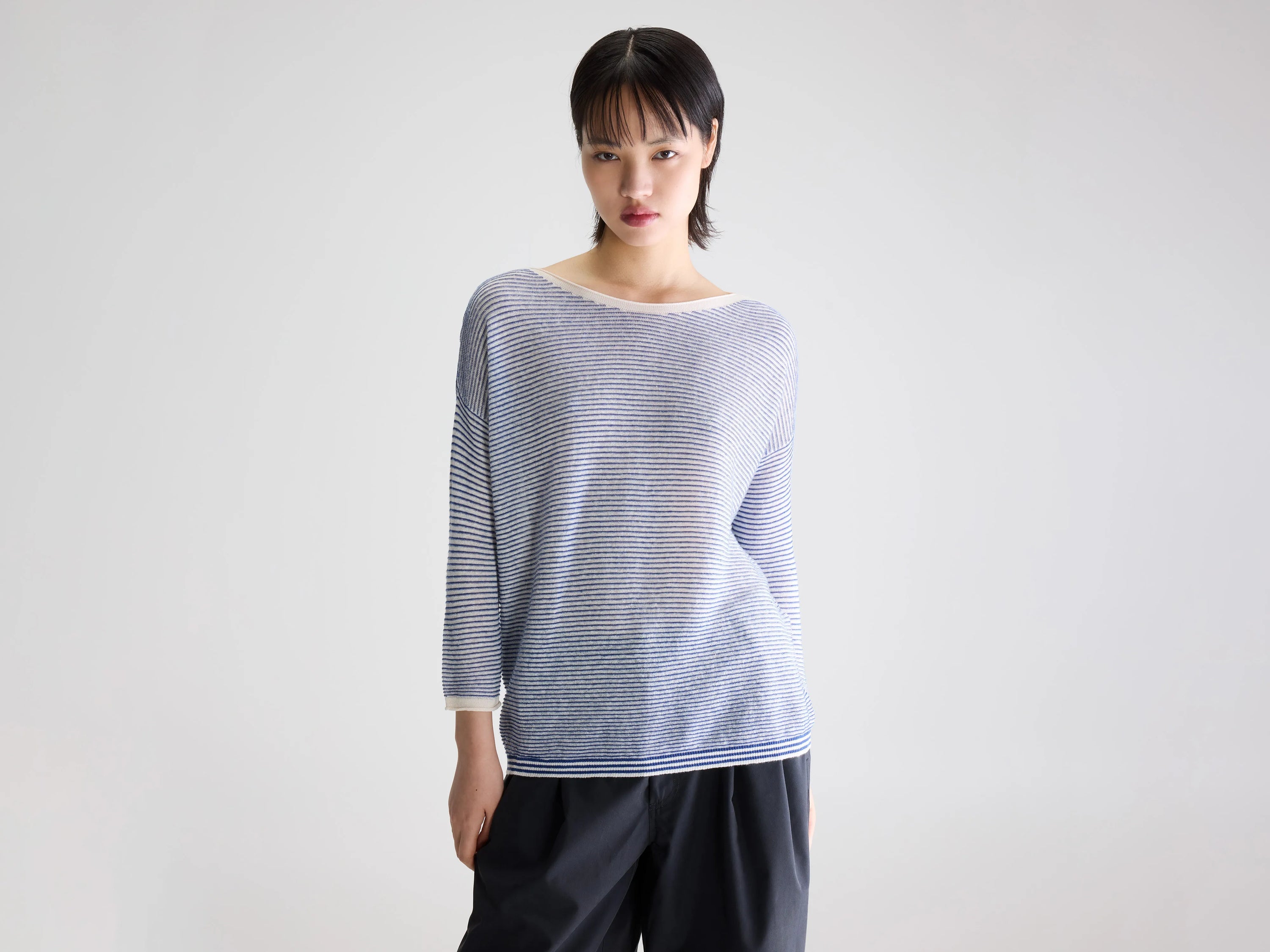 Pull Neep Boat Neck Femme Bleu/White