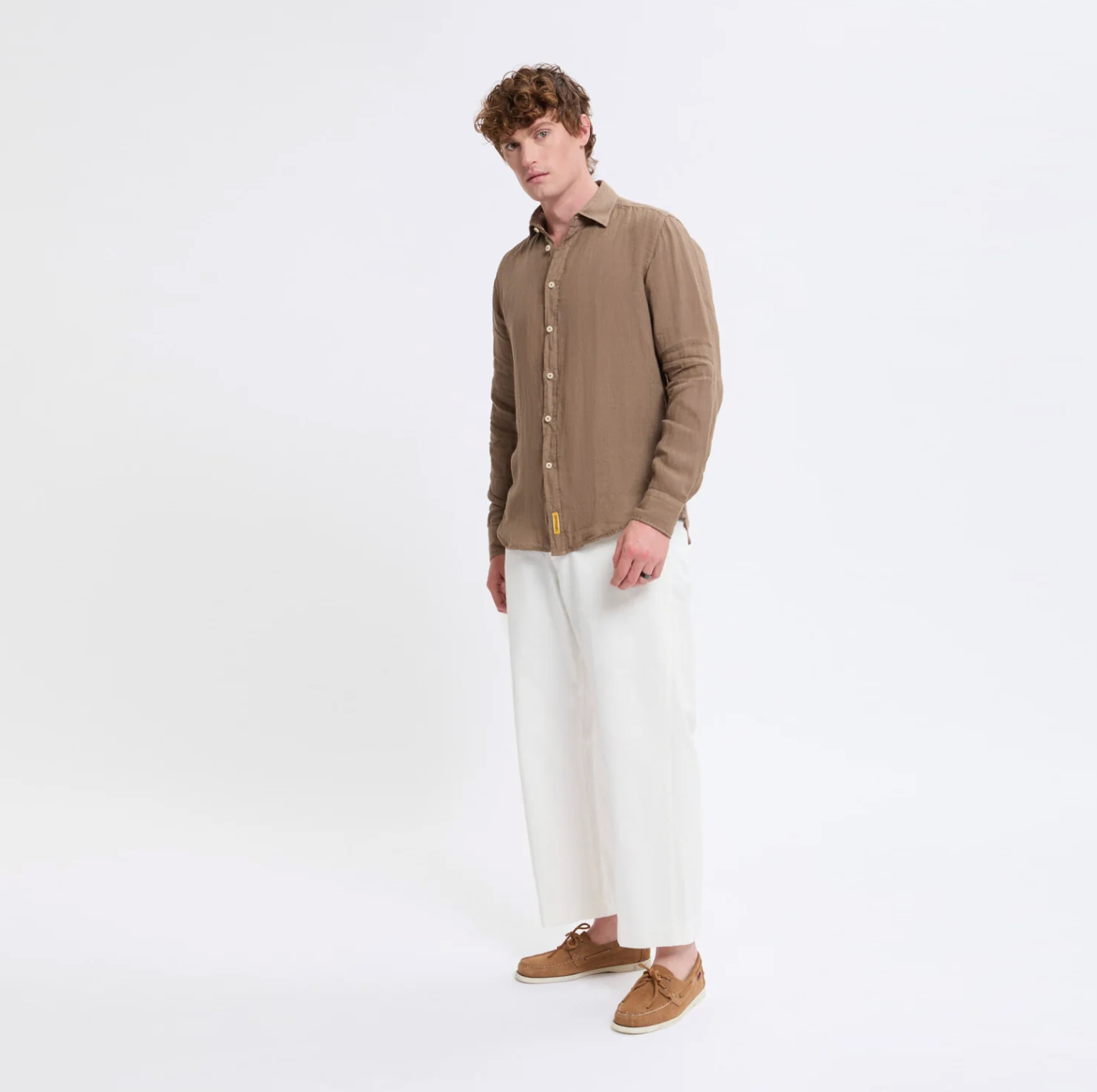 Camicia Bradford Linen Uomo Caramello