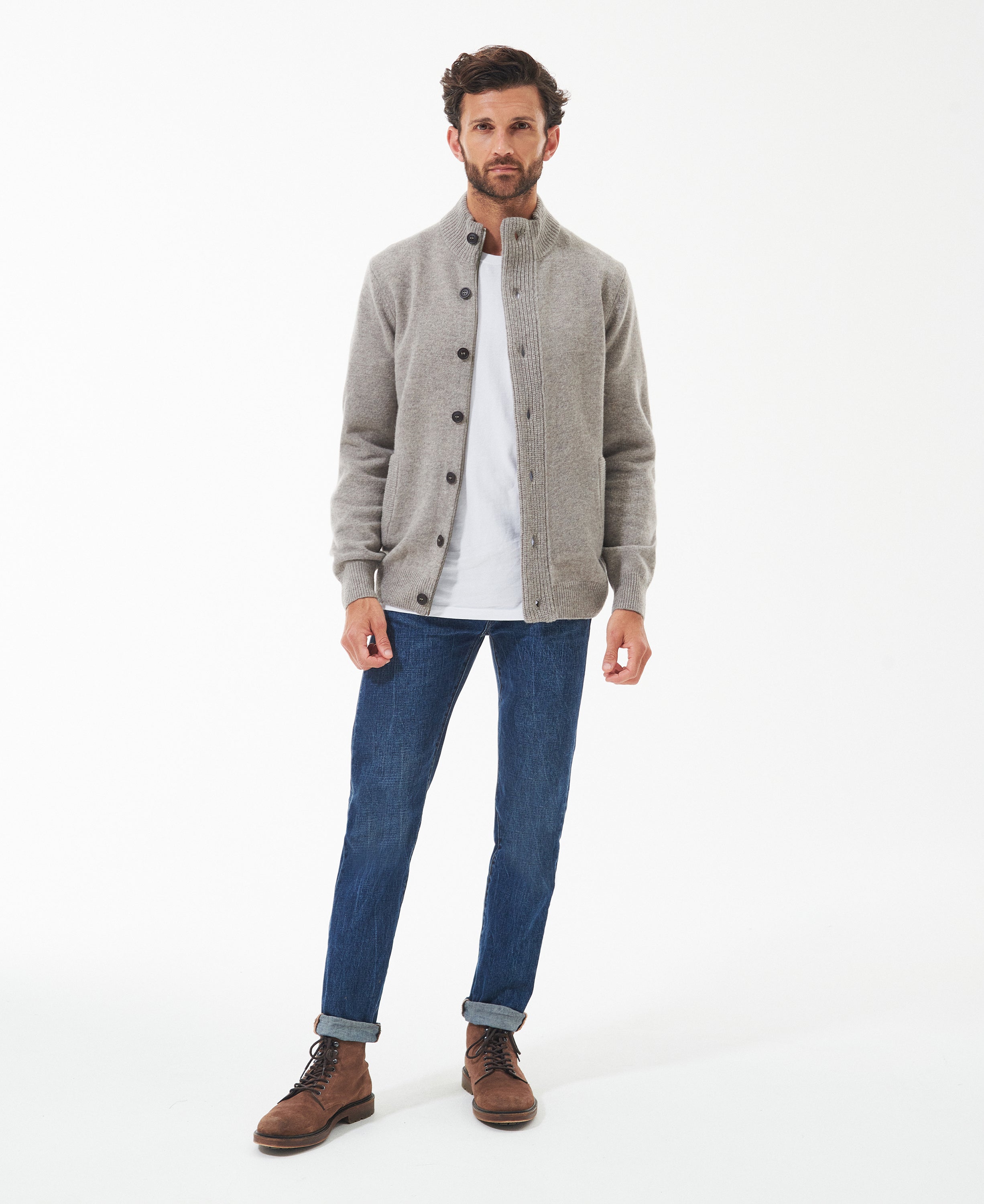 Men's Patch Zip Sweater New Stone