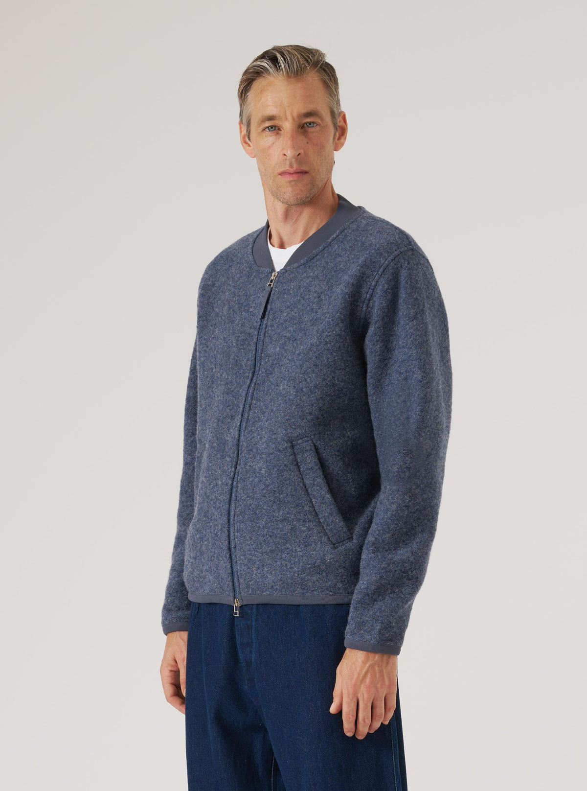 Giacca Zip Bomber Uomo Slate Blue
