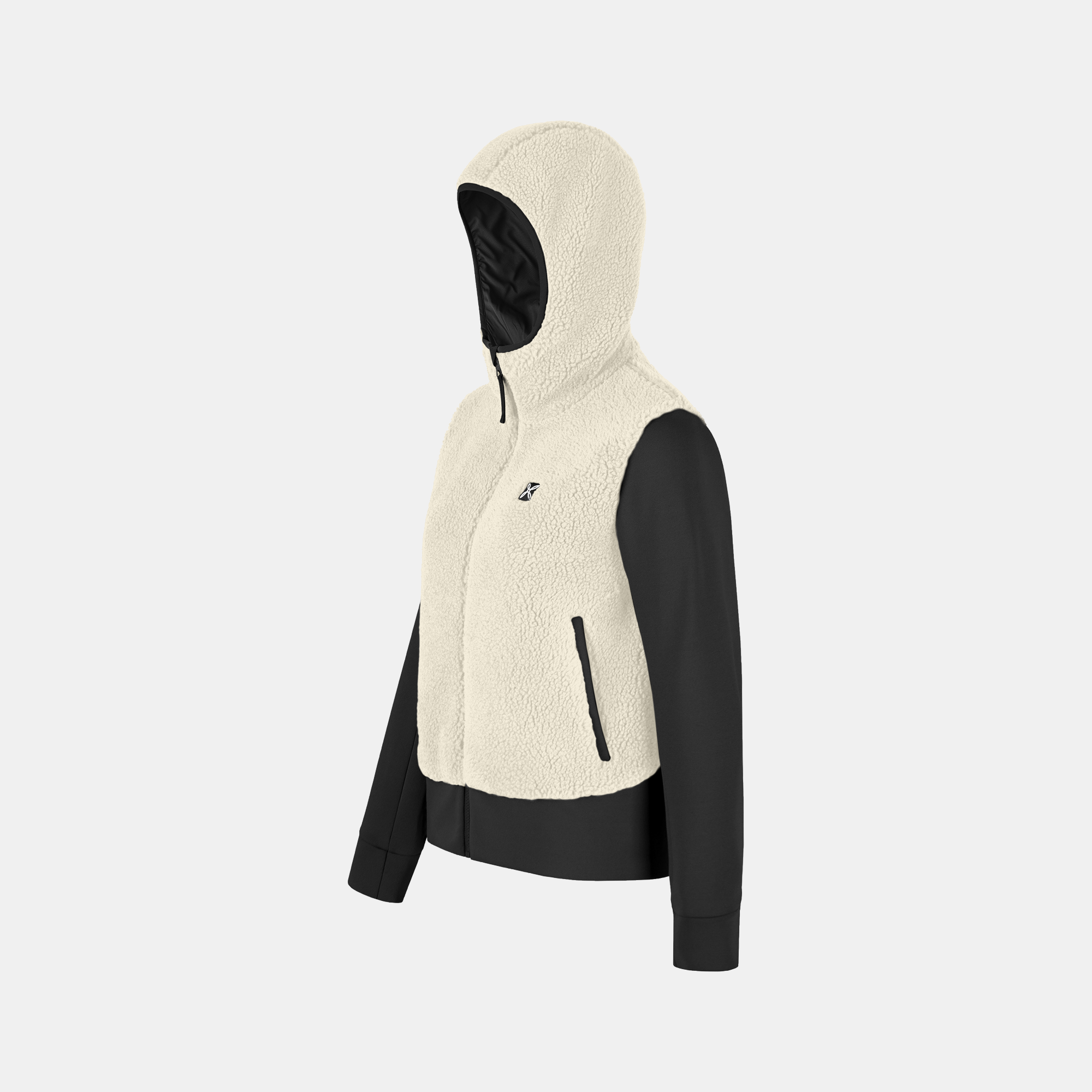 Veste Sherpa Mix Femme Panna