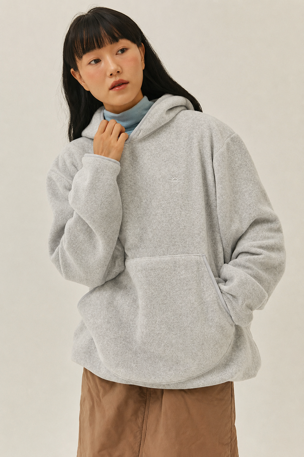 Sunrise Fleece Hoodie Sweatshirt White Melange