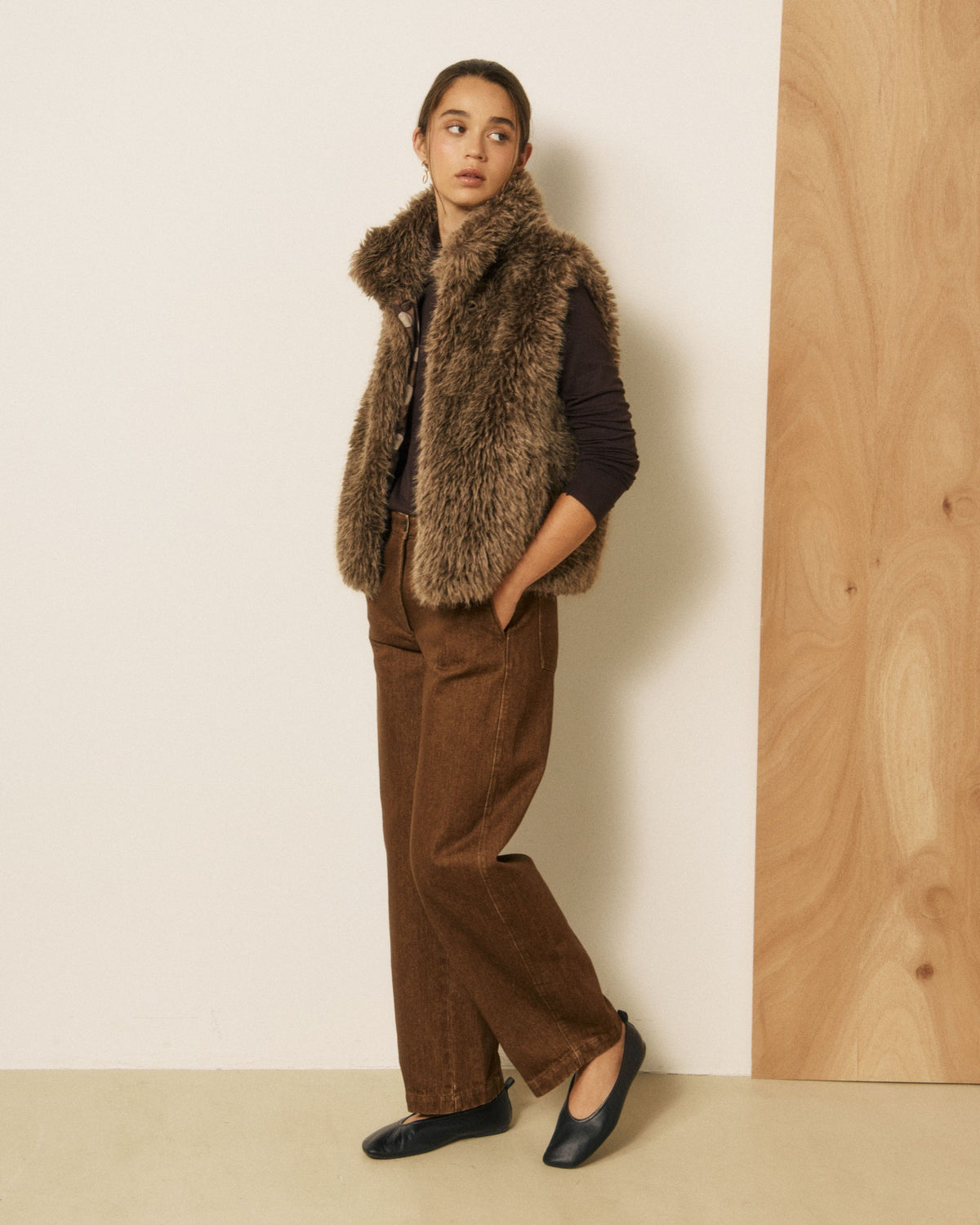 Gilet Verso Donna Glossy Brown