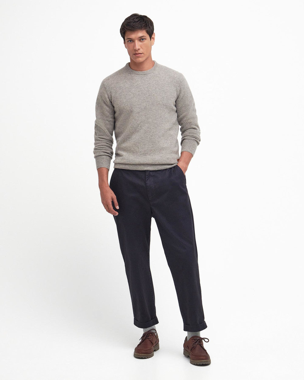 Men's Patch Crew Sweater Stone