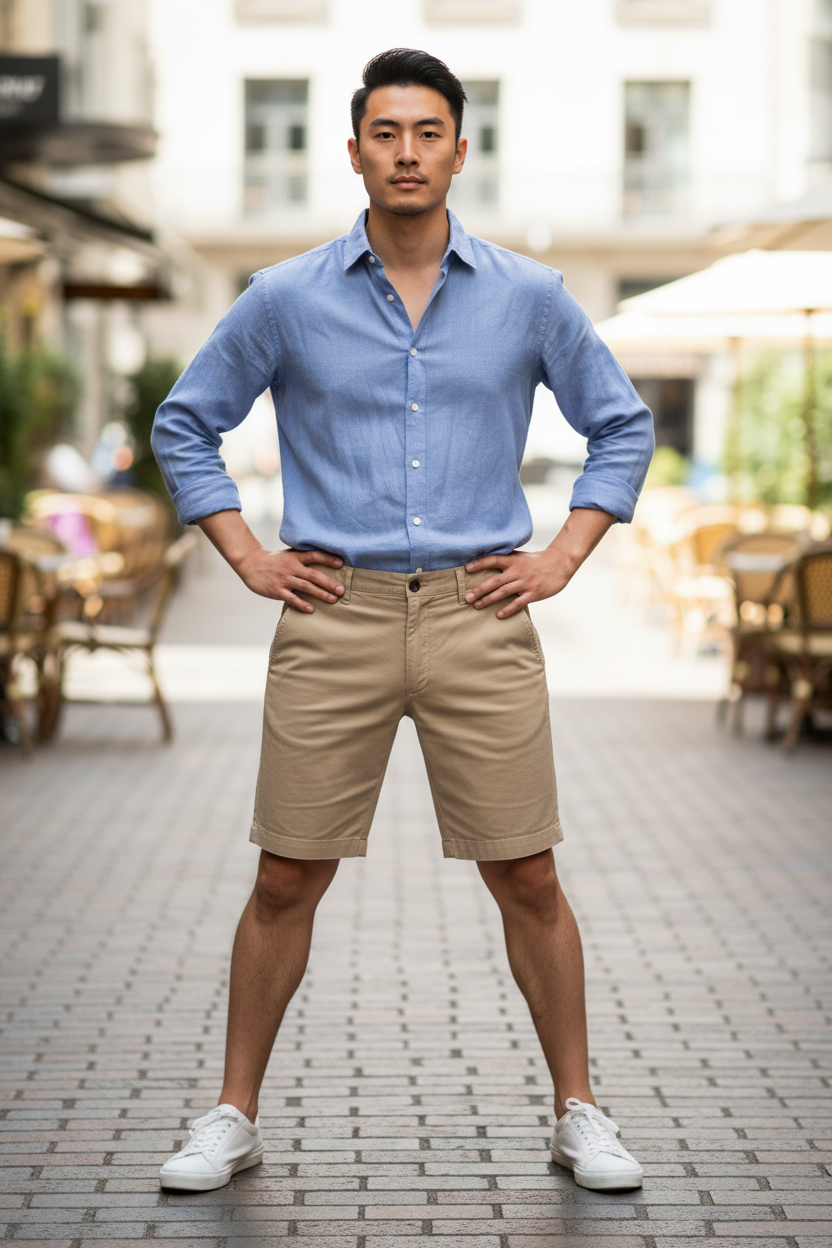 Pantaloncini Cotton Twill Uomo Travertine