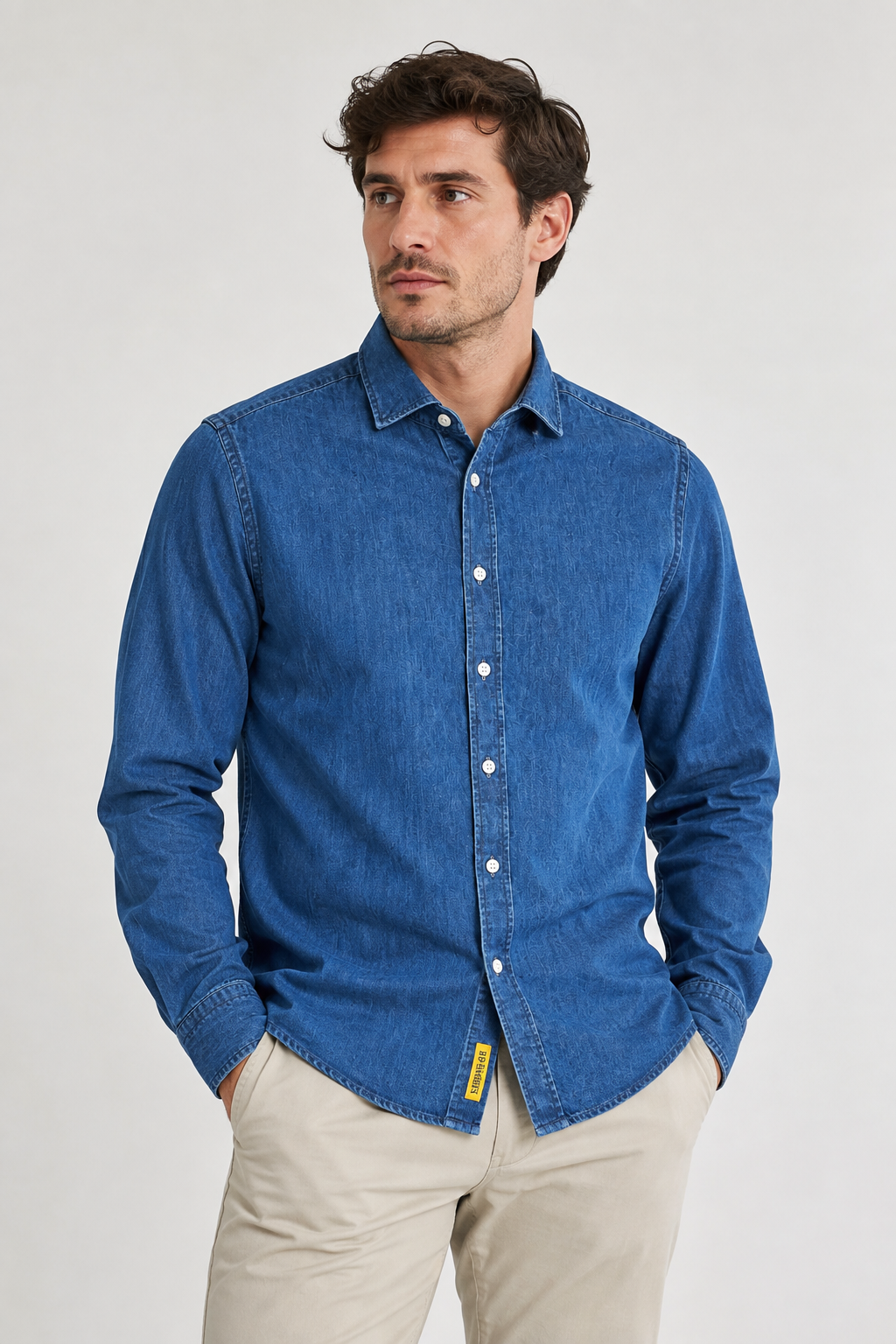Mann Bradford Jeans Hemd Blue