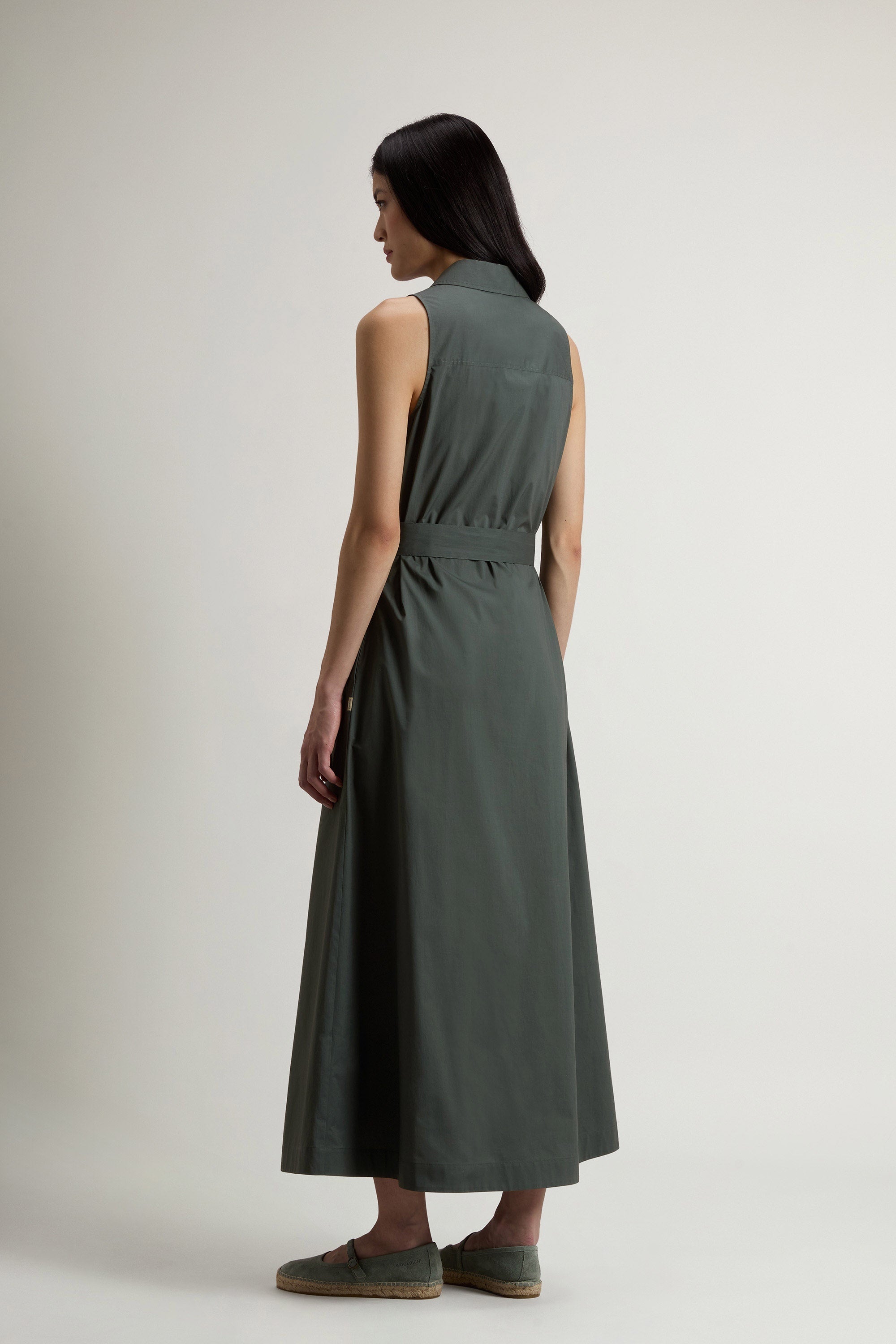 Women's Chemisier Poplin Cotton Dress Forest Veil