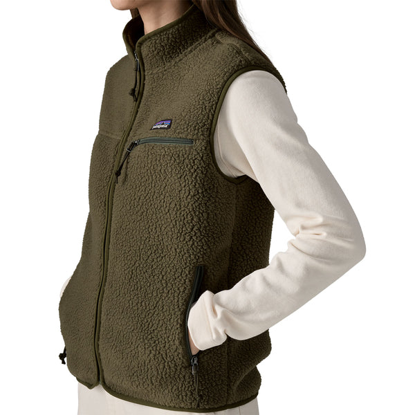Gilet Retro Pile Femme Basin Green