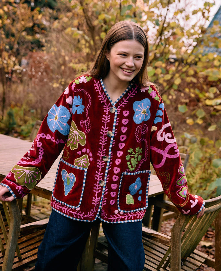 Women's Maggie Jacket Velvet Burgundy