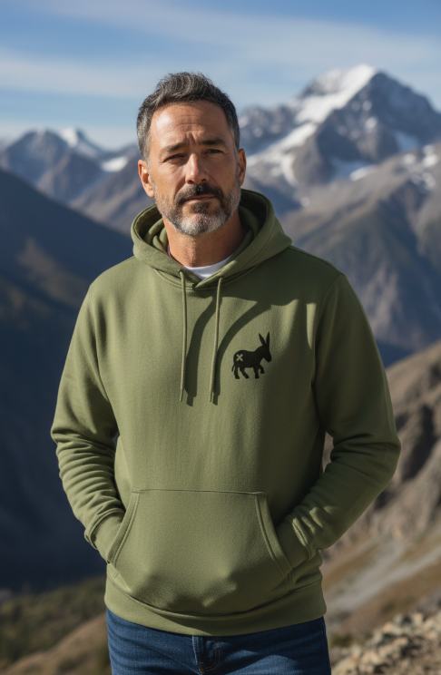 Sweat à capuche vert militaire pour homme