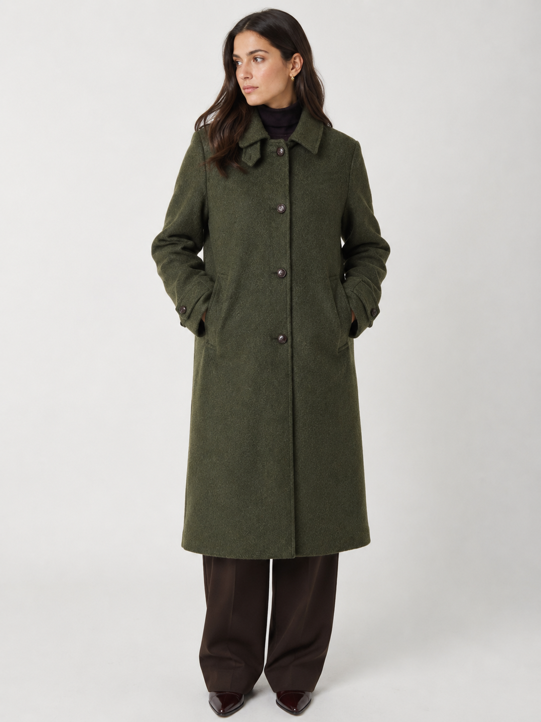 Schneiders | Frau Lena Long Mantel Loden Green