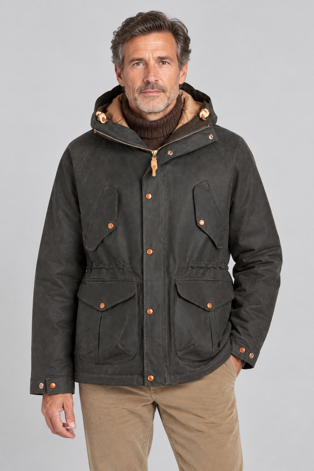 Mann Fisherman Wax Jacke Chocolate