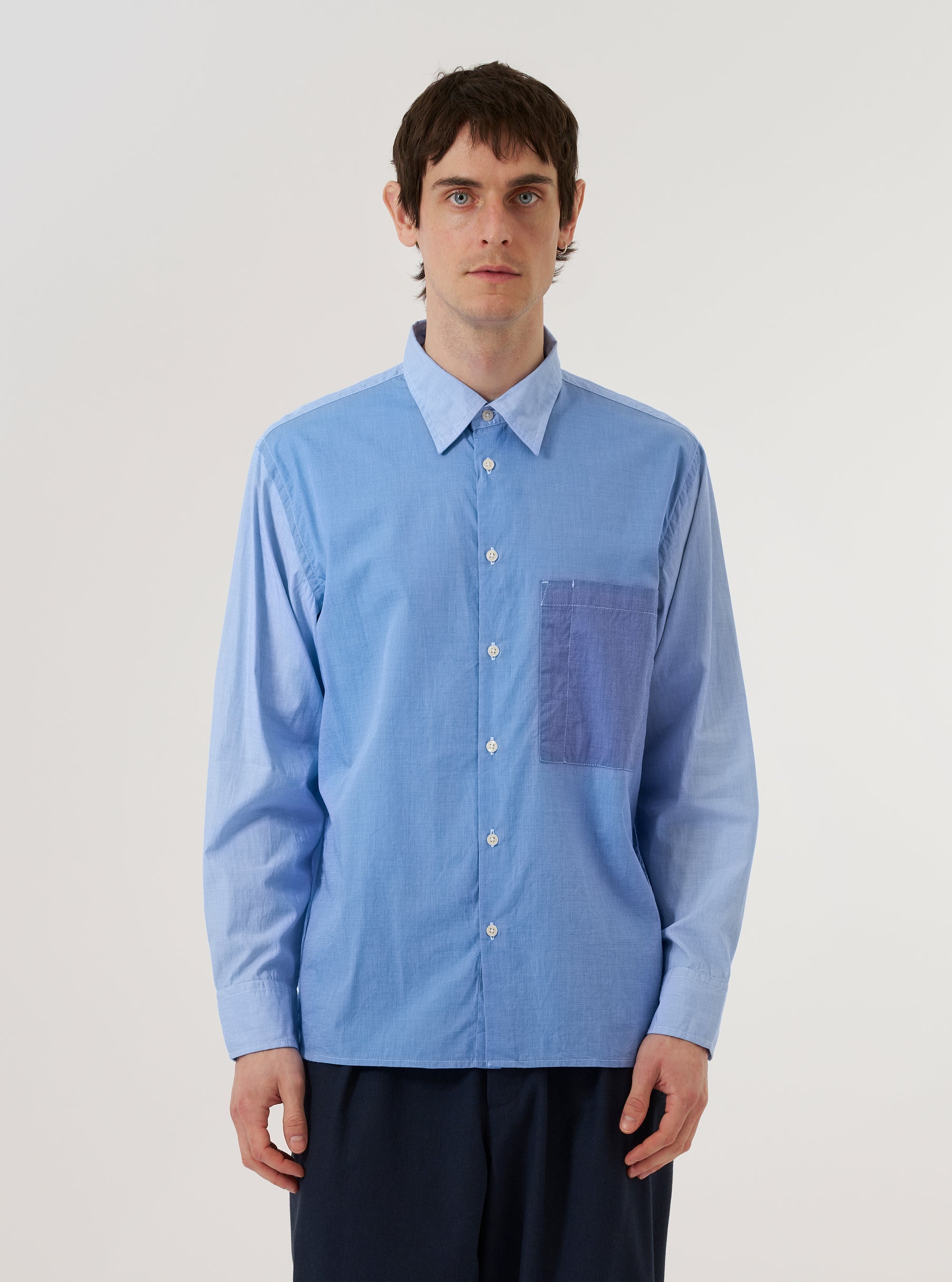 Camicia Fil A Fil Mixed Uomo Sky/Blue