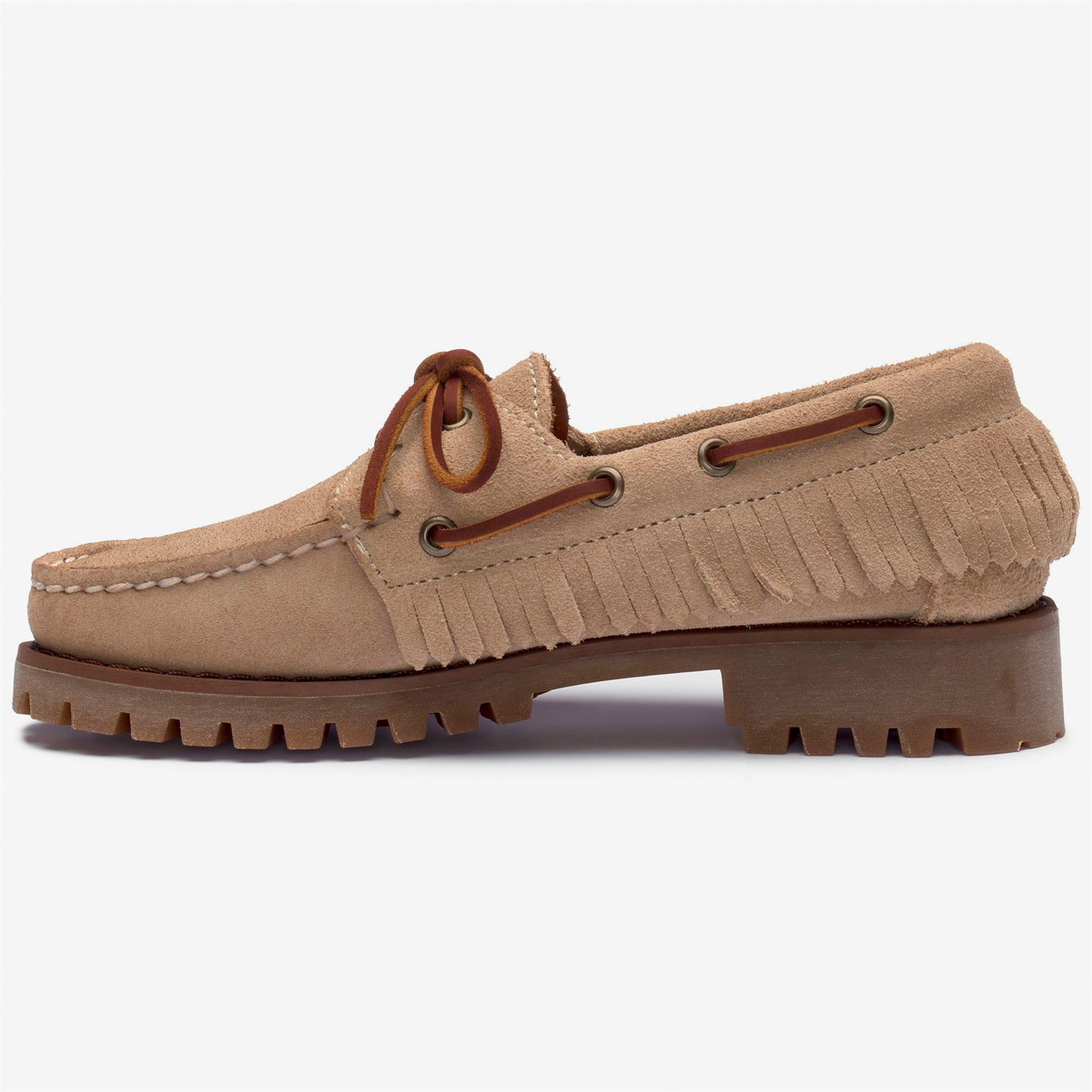 Mocasines Ranger Suede Fringe Mujer Beige Camel