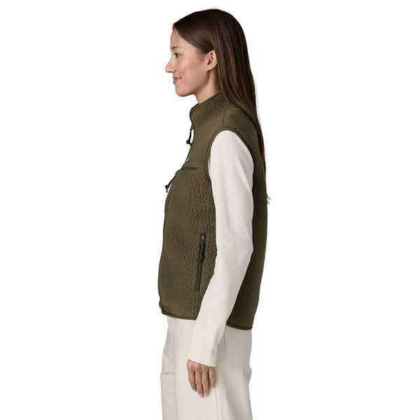 Gilet Retro Pile Femme Basin Green