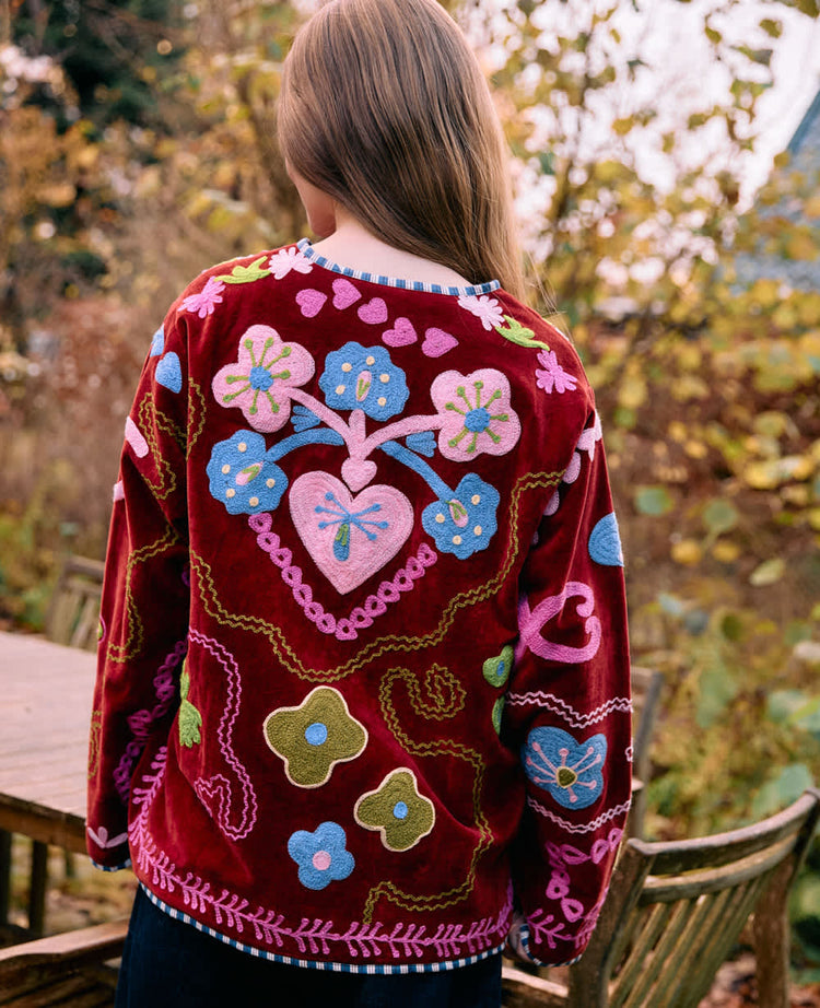 Women's Maggie Jacket Velvet Burgundy
