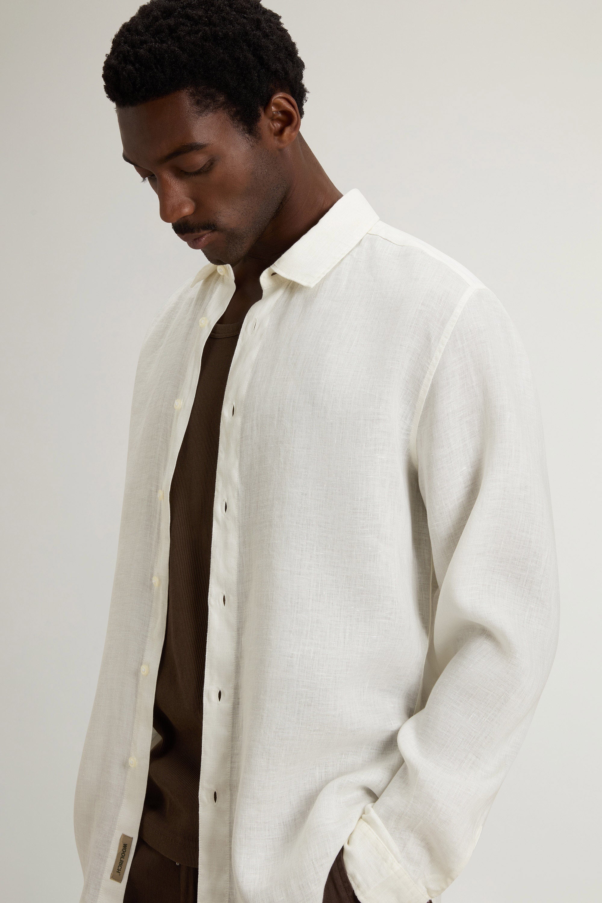 Mann Linen Hemd Arctic White