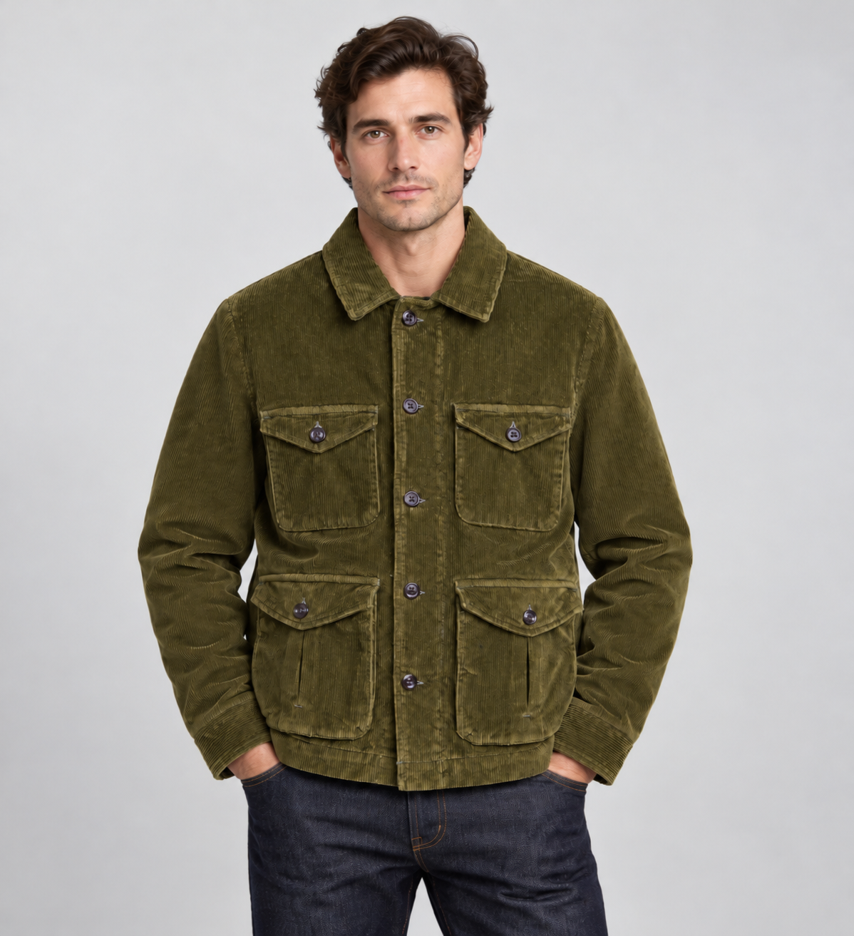Chesapeake'S | Herrjacka Velluto Burlington armygrön