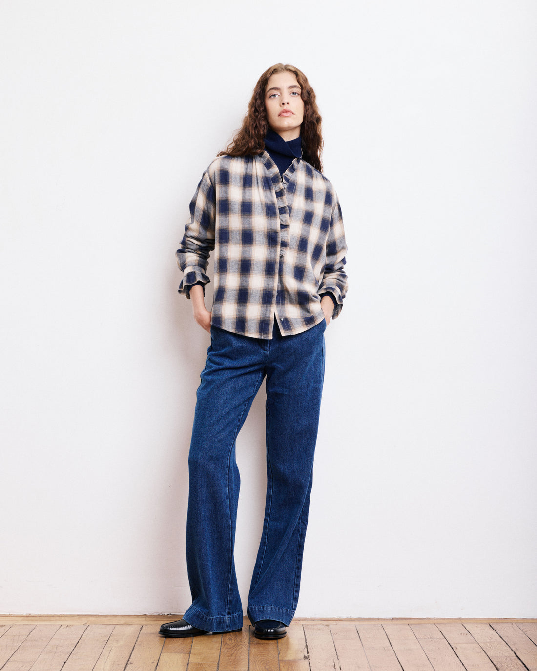Camisa Carmela Mujer Beige/Blue