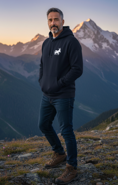 Maglia Hoodie Uomo Navy Blue/White