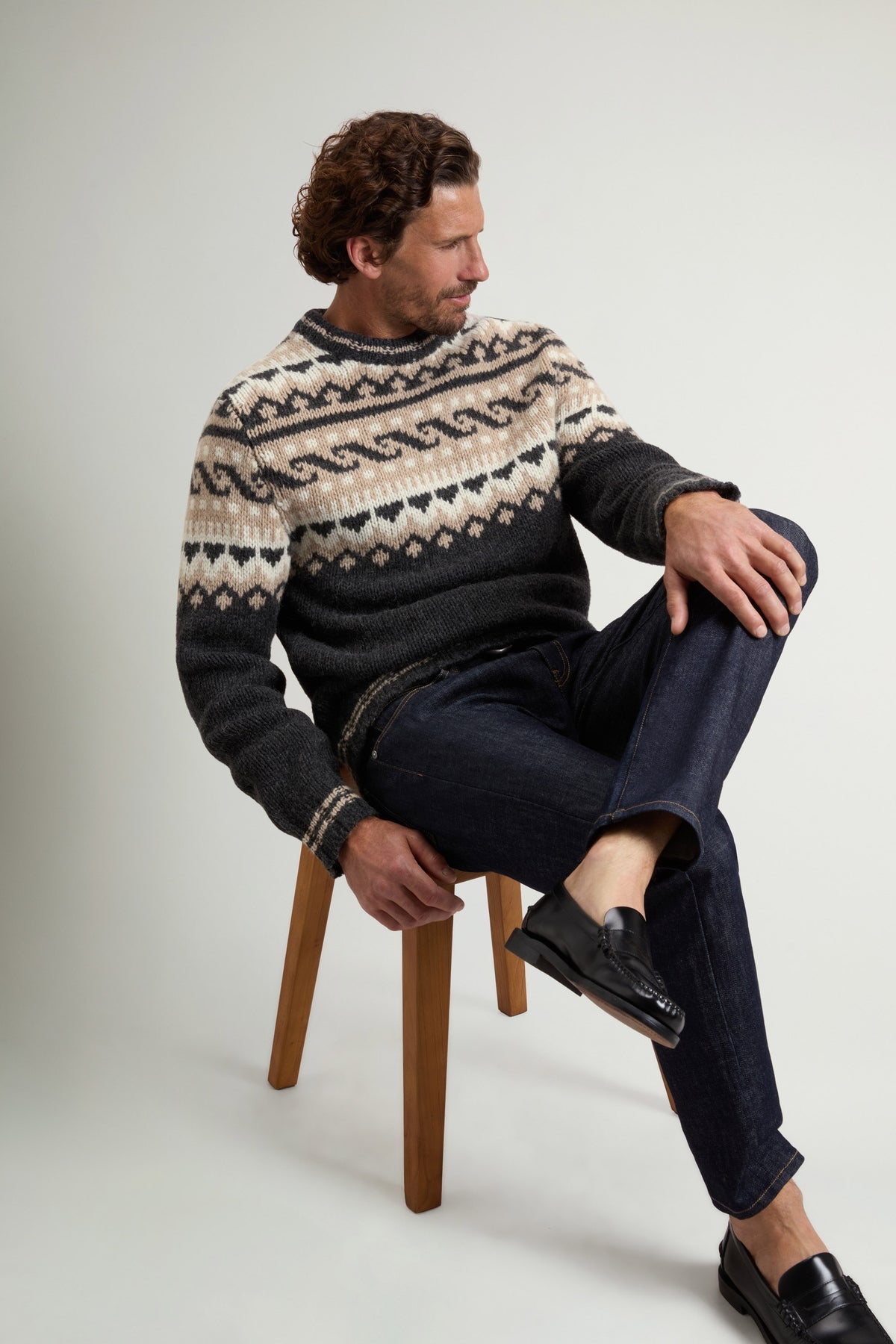 Mann Fair Isle Pullover Charcoal Grey