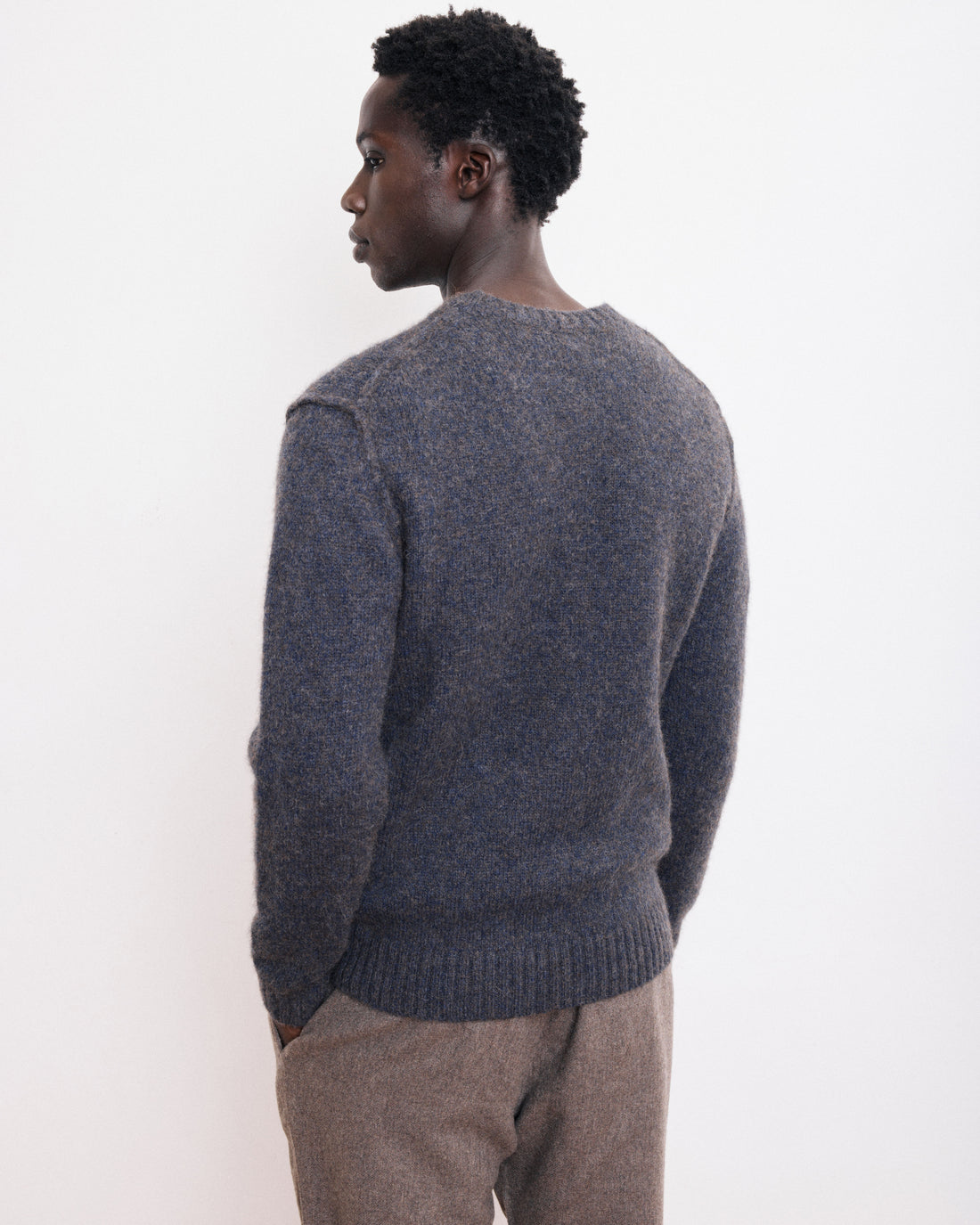 Men's Knitted Alpaca Sweater Navy Blue