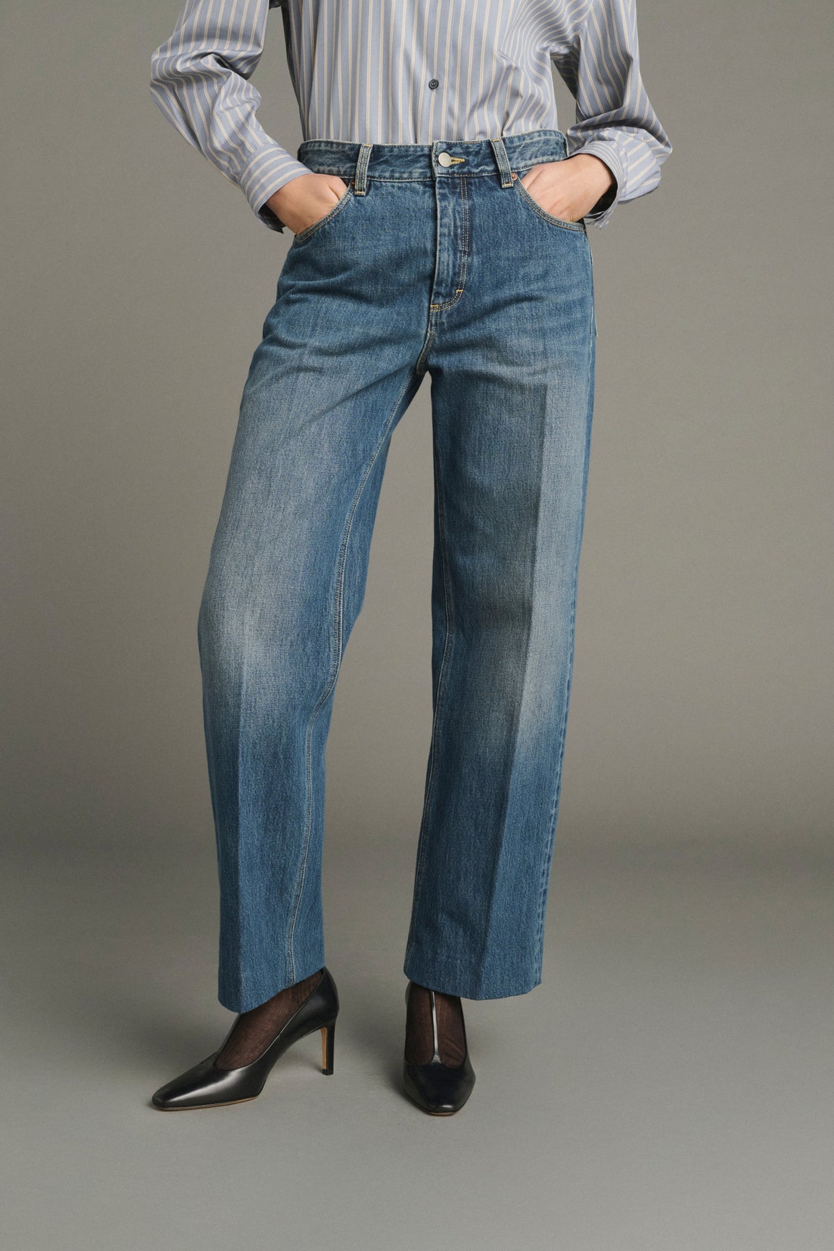 Pantaloni Jerry Donna Denim Blue Délavé