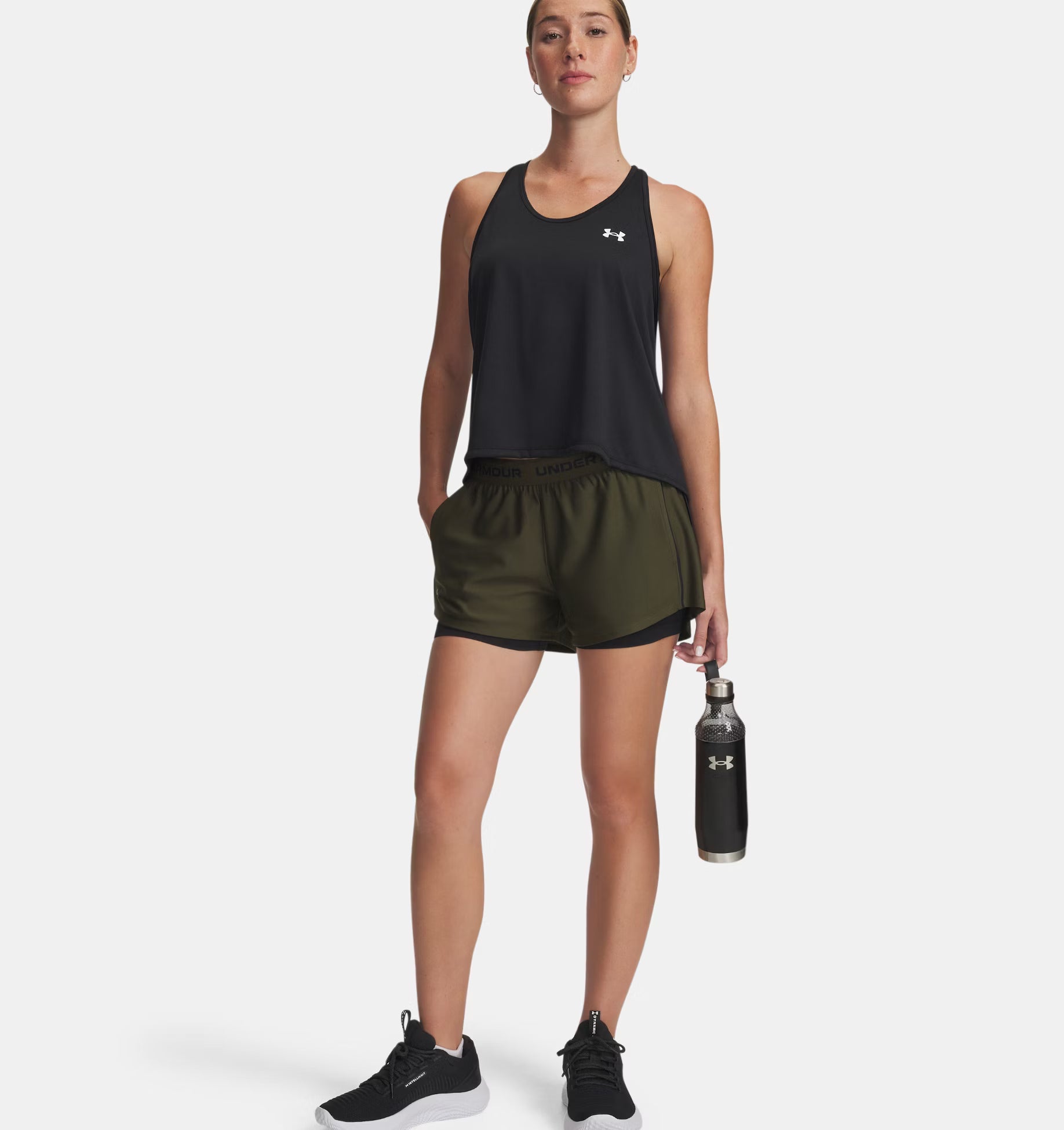 Women's Play Up Shorts Expedition Green/Black