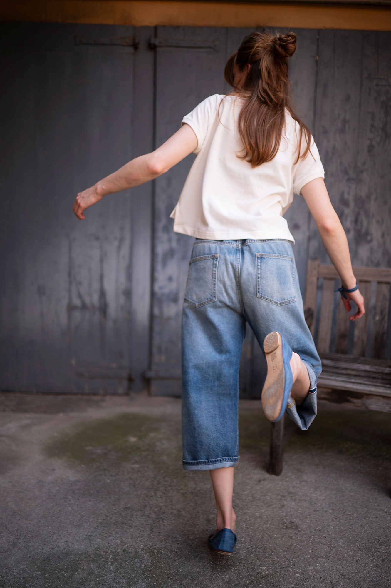 Pantaloni The 50s Selvedge Culotte Jean Donna Light Blue