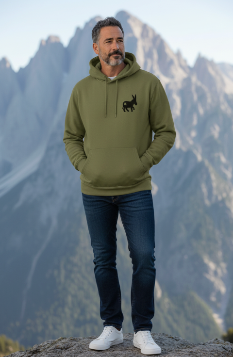 Sweat à capuche vert militaire pour homme
