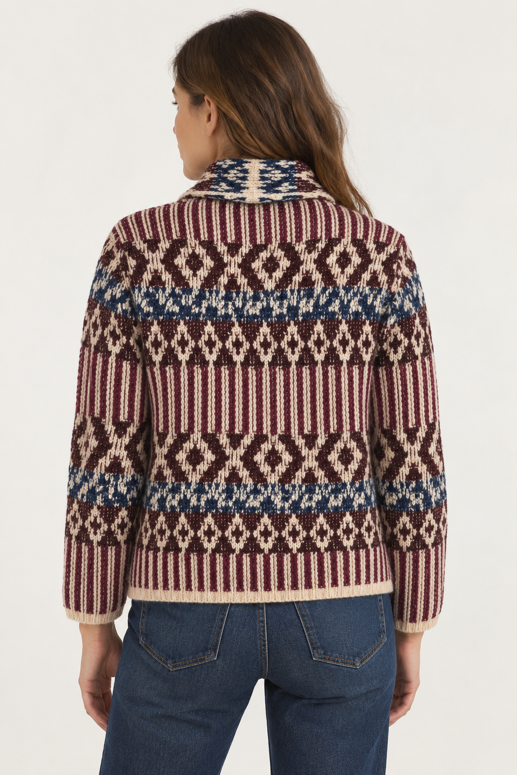 Maglia Folk 6 Donna Wine/Indigo