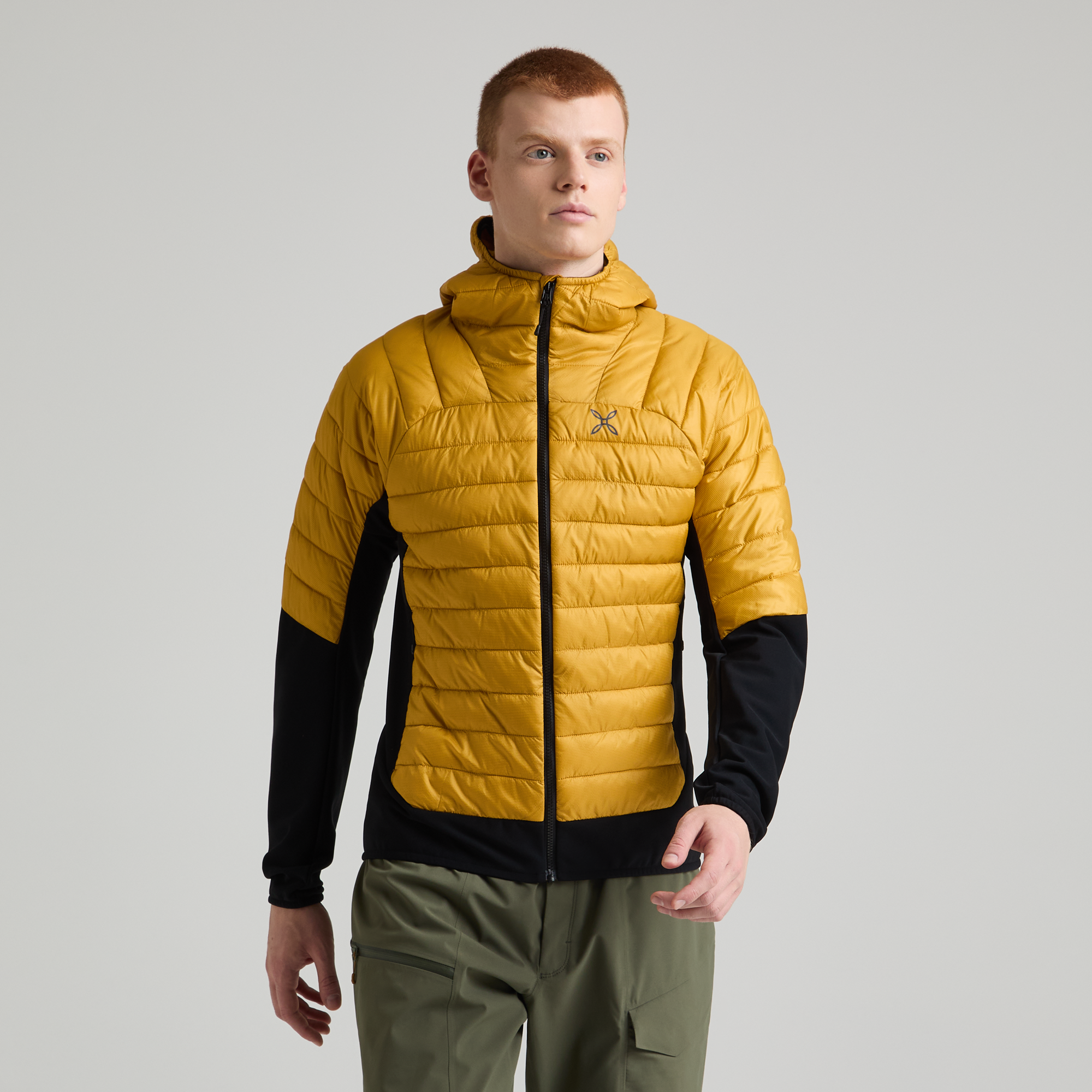Mann Peak Hybrid Hooded Daunenjacke Steel Blue/Sunny Lime