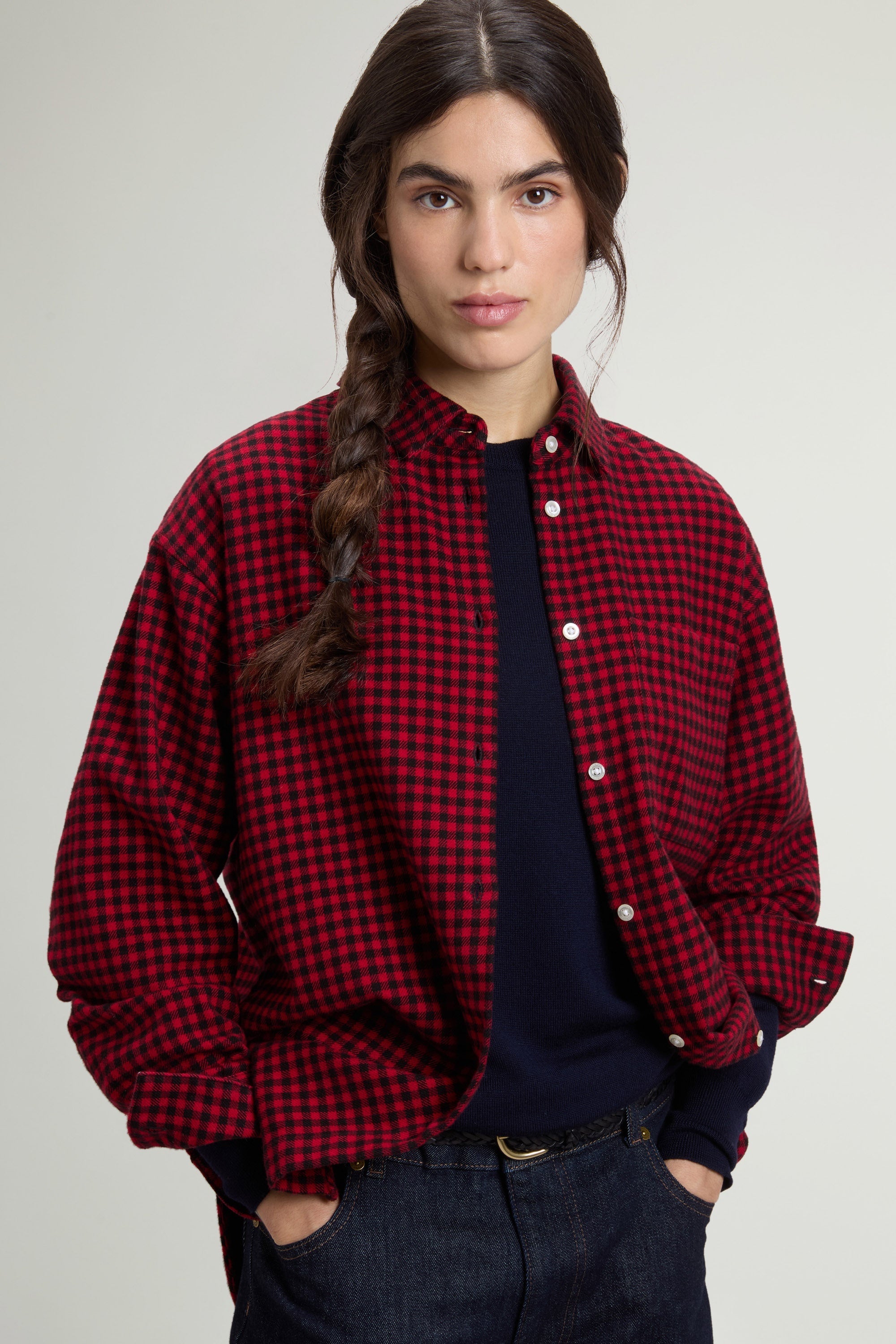 Chemise Heavy Cotton Femme Red Micro Buffalo