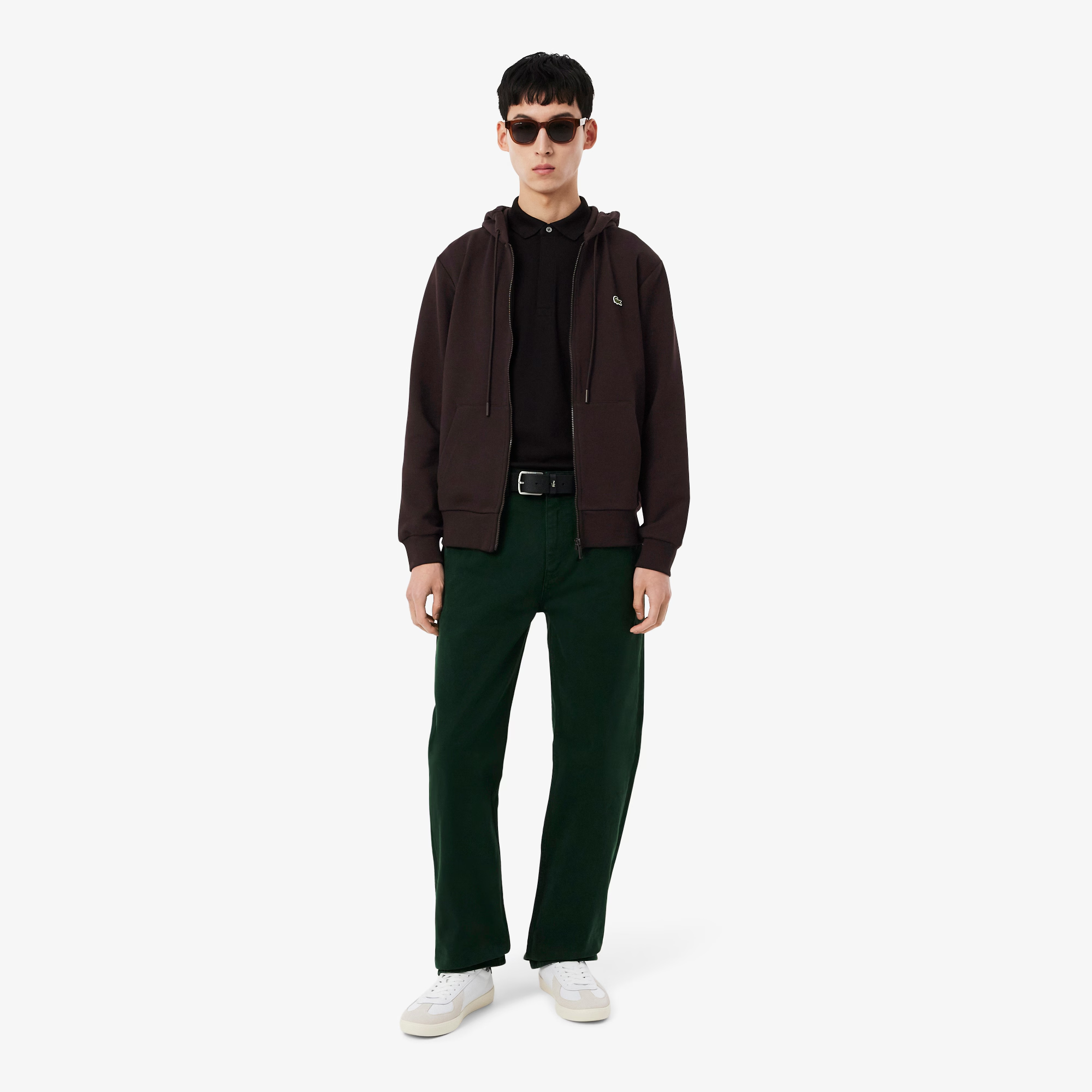 Pull Classic Fit Hoody Zip Homme Brown