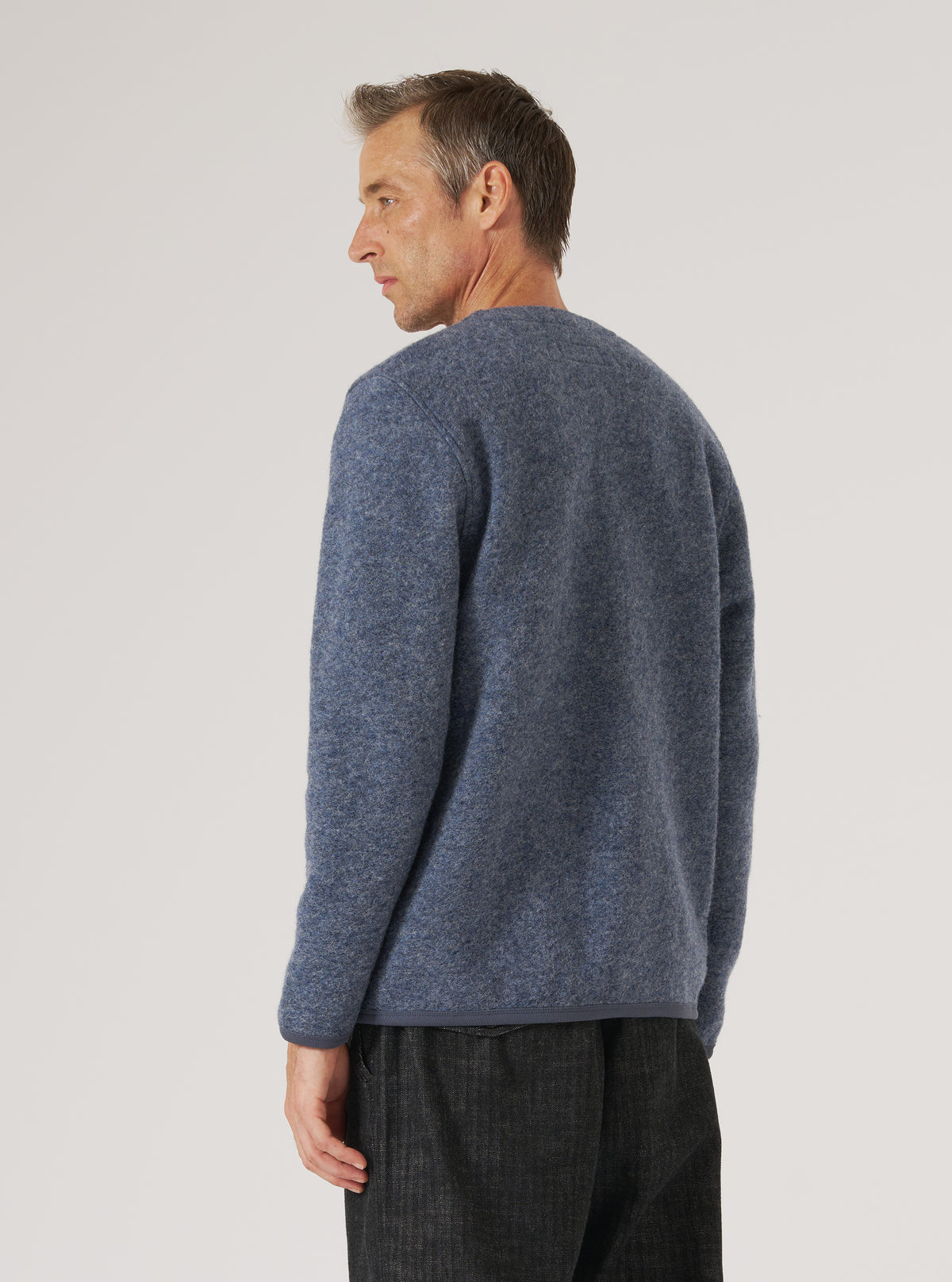 Cardigan Wool Fleece Homme State Blue